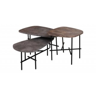 Monica Set Of 3 Coffee Tables Stone/Blk