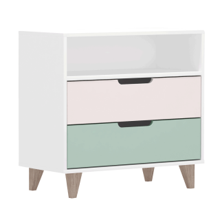 Poland Kids Chest of 3 Drawers White/Green/Pink