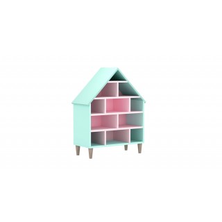 House Kids Book Case White/Green/Pink