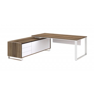 Linz Manager Table Walnut/White