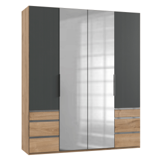 Level 36A 4-Door With 6 Drawers 200cm Grey / Oak / Mirror