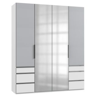 Level 36A 4-Door With 6 Drawers 200cm Light Grey / White / Mirror