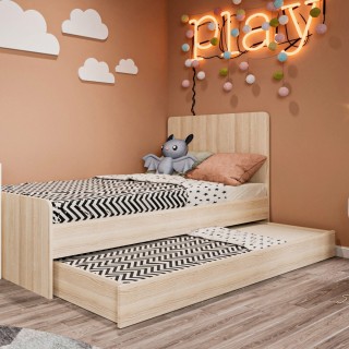Bright 90 x 200 Pull-Out Kids Bed Pearl Cream
