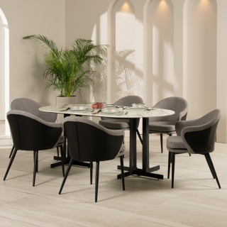 Flora 6 Seaters Dining Table White Marble