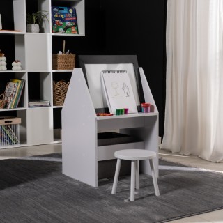 Jago Kids Desk + Stool With Storage White/Black