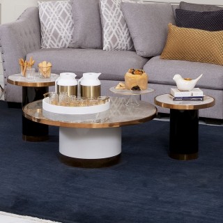 Dennes Ceramic Coffee Table & 2 End Tables