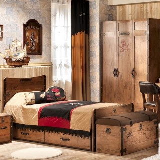 Cilek Black Pirate Brown Kids Bedroom Set