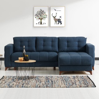 Elza Blue Corner Sofa and Sofa Bed