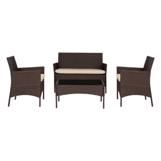 Seton Sofa Set With Coffee Table / Brown