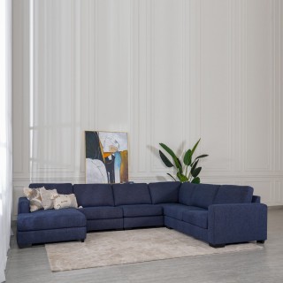 New Miami 6 Seater Sofa With Left Chaise -Blue