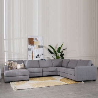 New Miami 6 Seater Sofa With Left Chaise -Grey