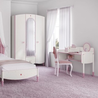 New Princess 120 X 200 Kids Bedroom Set with Wardrobe & Study Desk