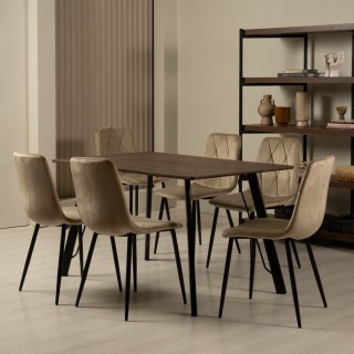 New Angle 6+1 Dining Set Brown/Beige