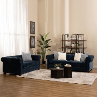 Blue Ivy 3+2+1 Seaters Sofa Set Dark Blue/White