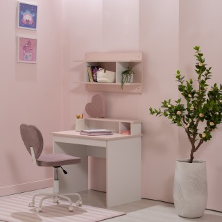Kids Bundle - Heart Chair + Buket Study Desk White/Pink