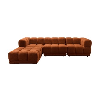 Dallas 3 Seaters with Big Ottoman Sofa Orange