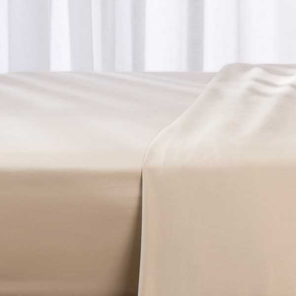 250 Thread Count Cotton Fitted Sheet Beige 140x200 cm