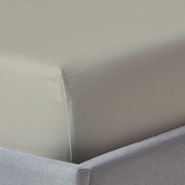 250 Thread Count Cotton Fitted Sheet Stone 160 x 200 Cm