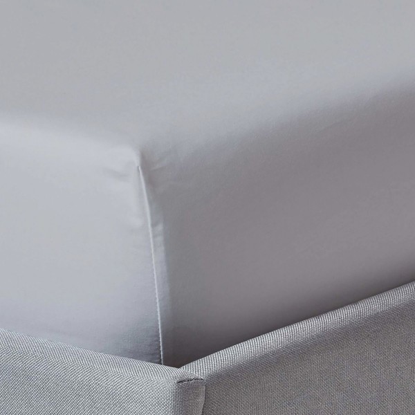 250 Thread Count Cotton Fitted Sheet Light Grey 180 x 200 Cm