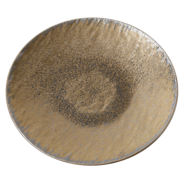 Stone Porcelain Shallow Plate Gold