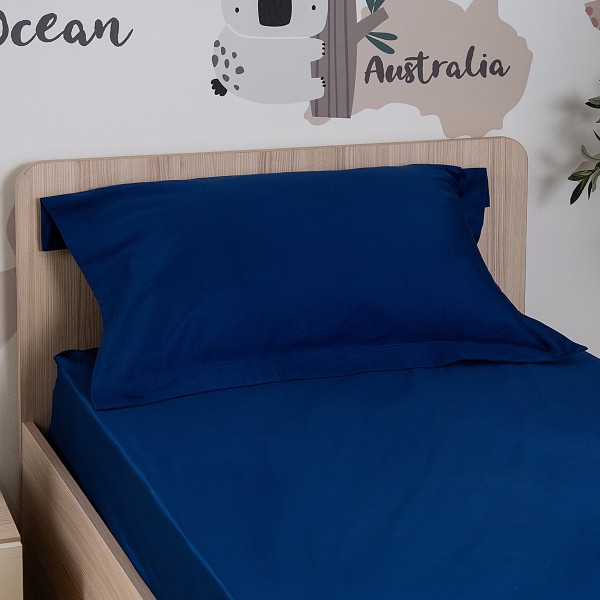250 Thread Count Cotton Kids Fitted Sheet Set Blue 90X200 cm