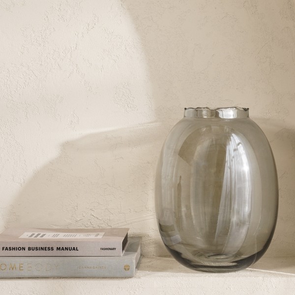 Olive Glass Vase Grey 24X24X31 Cm