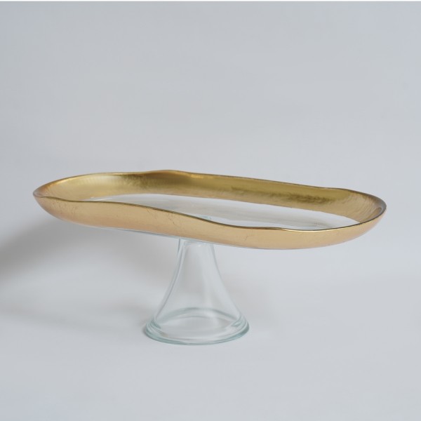 Band Footed Plate Gold 35.2x19.7 cm