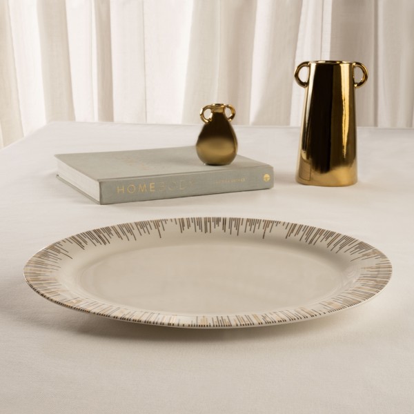 Lines Serving Plate Gold / Silver 35.5 cm
