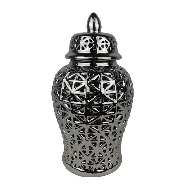 Dana Porcelain Lidded Jar Silver 19.5x19.5x36 cm