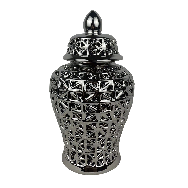 Dana Porcelain Lidded Jar Silver 17x17x26 cm