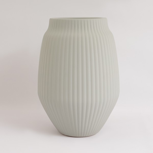 Ribbed Vase Light Grey 20x28.3 cm