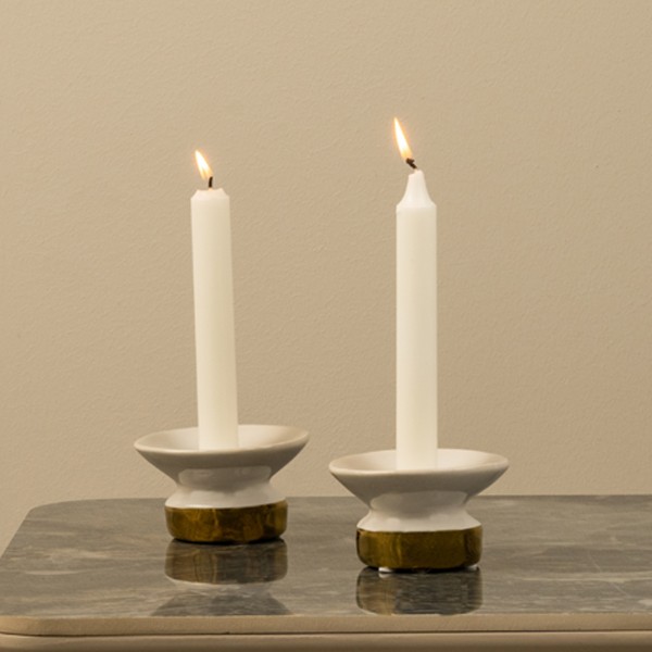 Duo Candle Holder White 10.5x8.5 cm