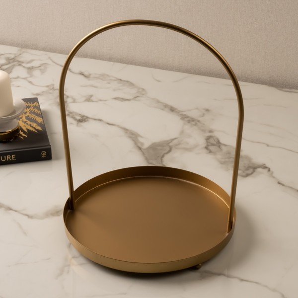 Carrie Round Metal Tray Gold 28x28x35.8 cm
