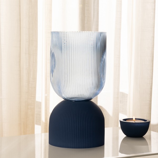 Nasik Ribbed Vase Blue 16x16x31 cm