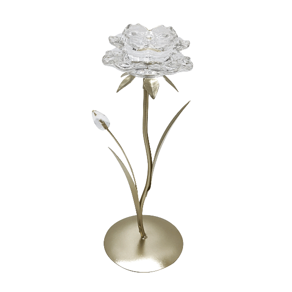Rose Candle Holder Gold 11x10.5x28 cm