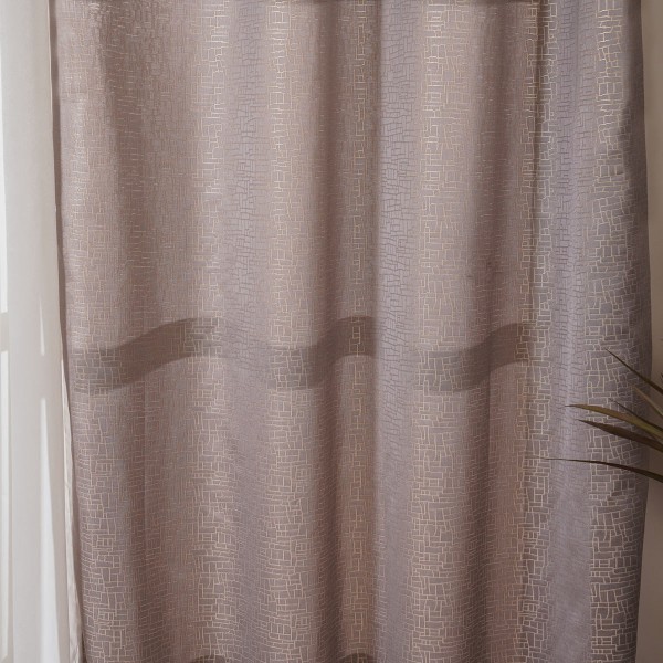 Leia Metallic Jacquard Curtain Panel Grey 140X300 cm