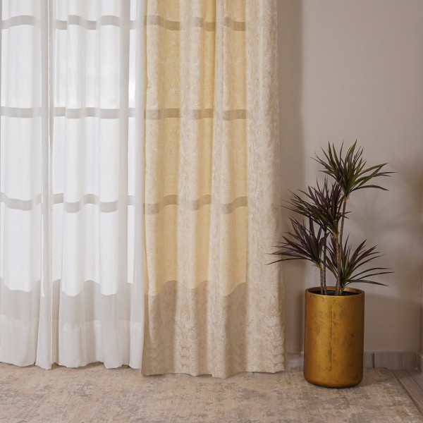 Delta Metallic Jacquard Curtain Panel Cream 140X300 cm