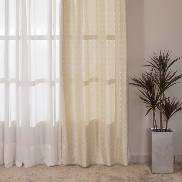 Zany Metallic Jacquard Curtain Panel Cream 140X300 cm