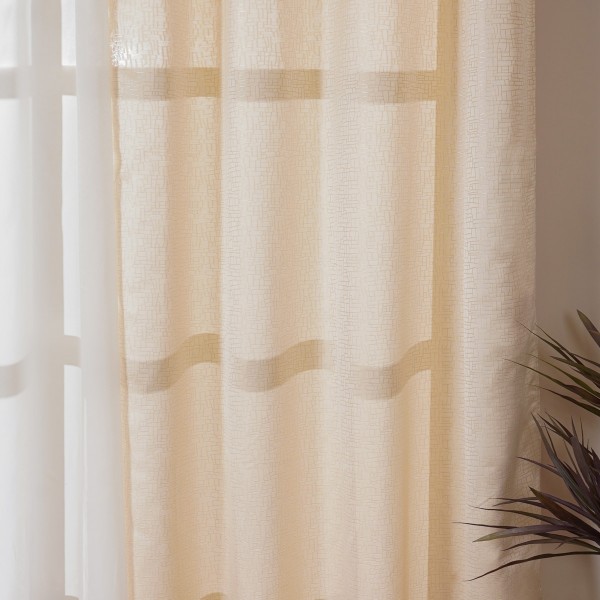 Leia Metallic Jacquard Curtain Panel Cream 140X300 cm
