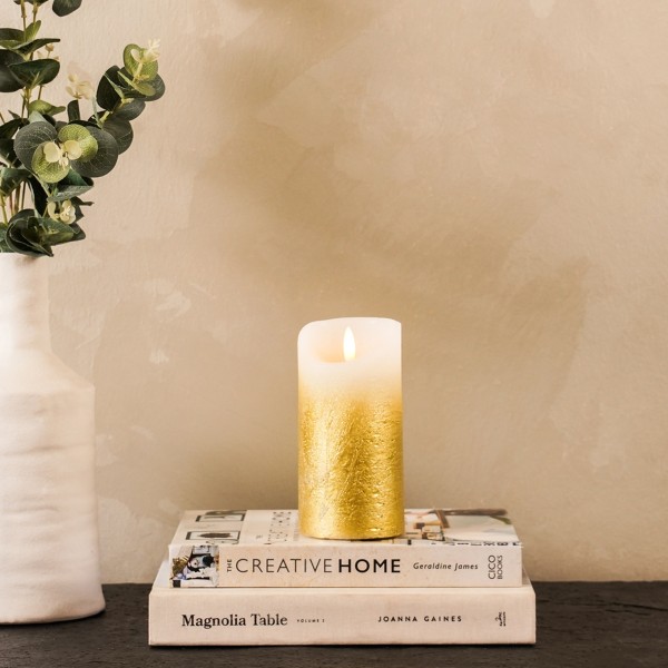 Sparkly Gold LED Candle 7.5x15 cm