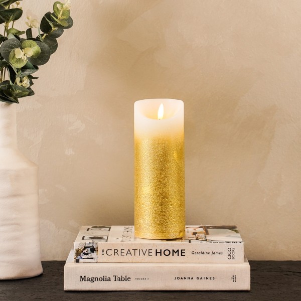 Sparkly Gold LED Candle 7.5x20 cm