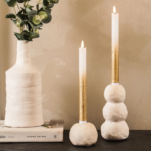 Sparkly Gold LED Dinner Candle Set of 2