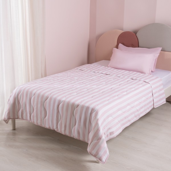 Stripe Kids Comforter Set Pink 180x220 cm