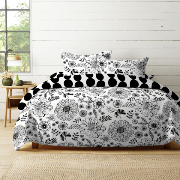 Dandelion 5 Pcs Printed Comforter Set Black 200x200 cm
