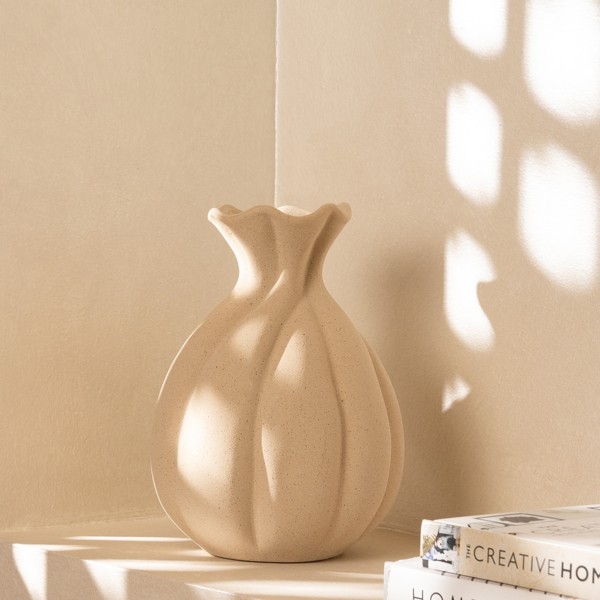 Burgeon Vase Light Beige 18.2x25.5 cm