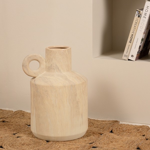 Wood Vase Light Beige 28.5x25x38.5 cm