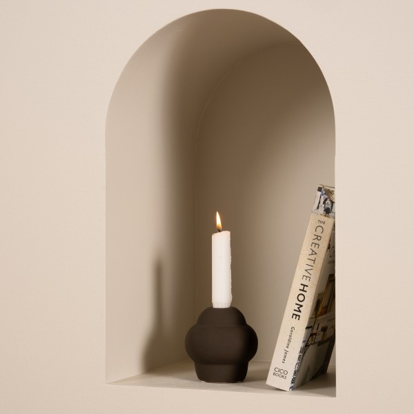 Novel Candle Holder Dark Grey 9x9x9 cm