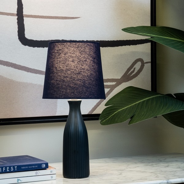 Ribbed Table Lamp Blue 36x18 Cm