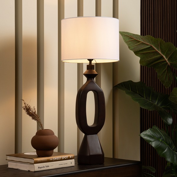 Walnut Table Lamp Beige 71x30 Cm
