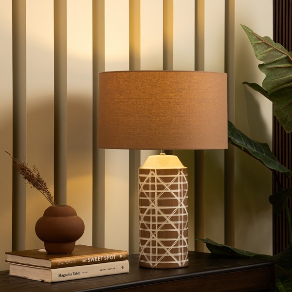 Cane Table Lamp Taupe 55x38 Cm